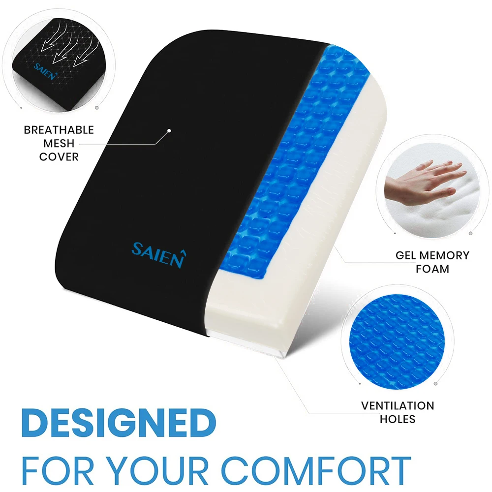New Cooling Wheelchair Seat Cushion Square Pad 3D Gel Memory Foam Seat Cushion Cooling Gel Sitter For Office Home Car Chair
