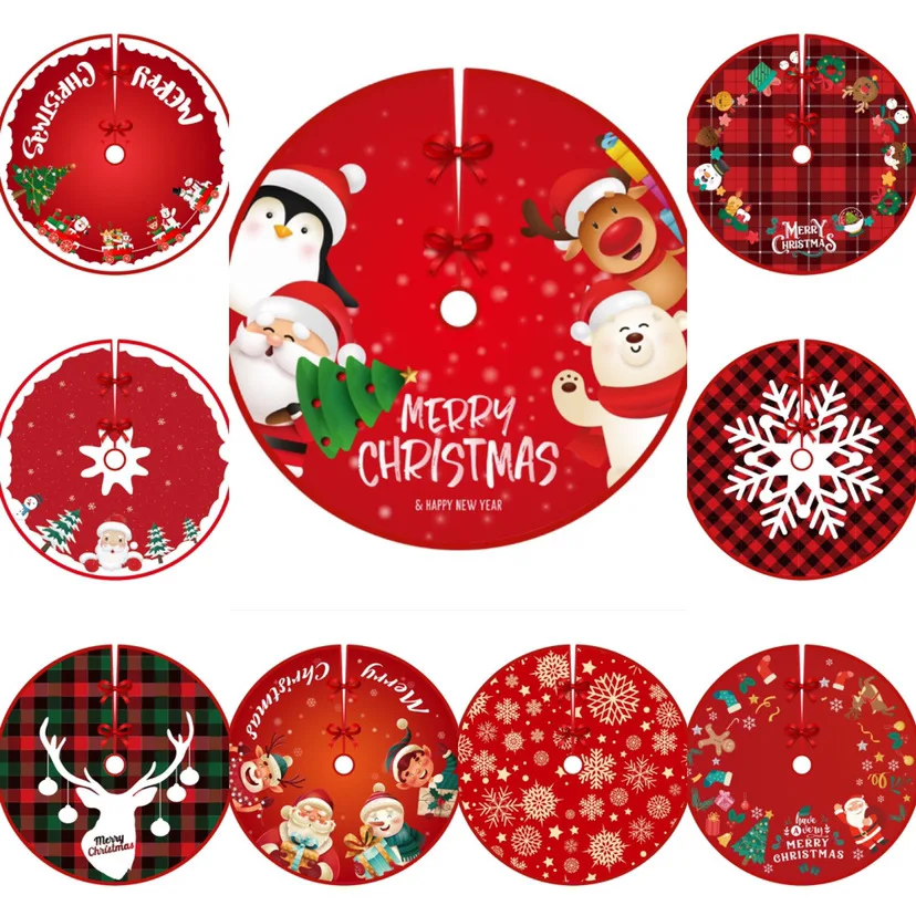 Christmas Tree Skirt 90cm Santa Claus ManyPattern Choice Christmas Tree Ornaments Mat Xmas Tree Skirt For Christmas Decoration