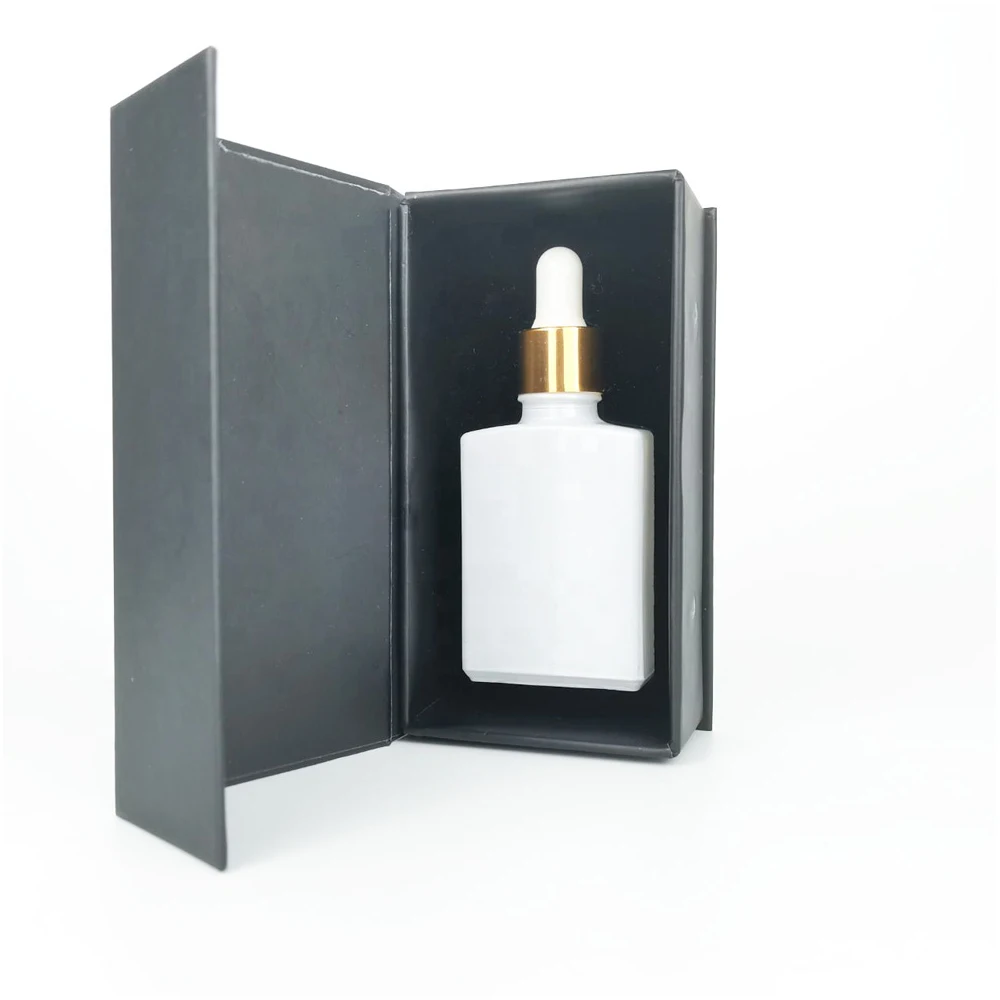 High quality white wholesale customized gold foil logo printed gift packaging book shape mganetic box with foam insert