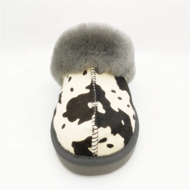 HQS-WS002 Factory wholesale custom sheepskin moccasin slippers genuine double face sheepskin slippers for woman