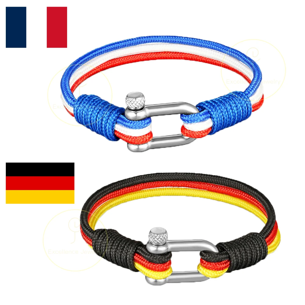 National Flags Sport Bracelet Men Women Cord Chain Germany Spain Canada France England Russia Rope Bracelet