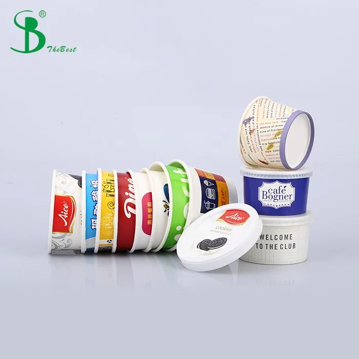 Biodegradable ice cream paper 4oz Lid 4 Oz Ice Cream Cup paper container tubs