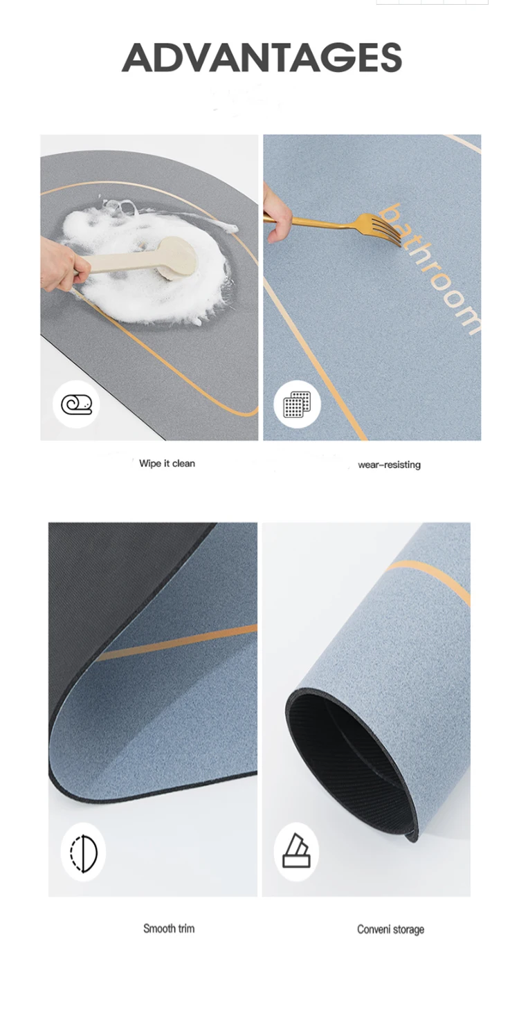 Diatomite Stone Bath Mats Super Absorbent Bathroom Mat Solid Non Slip Wholesaler Mat