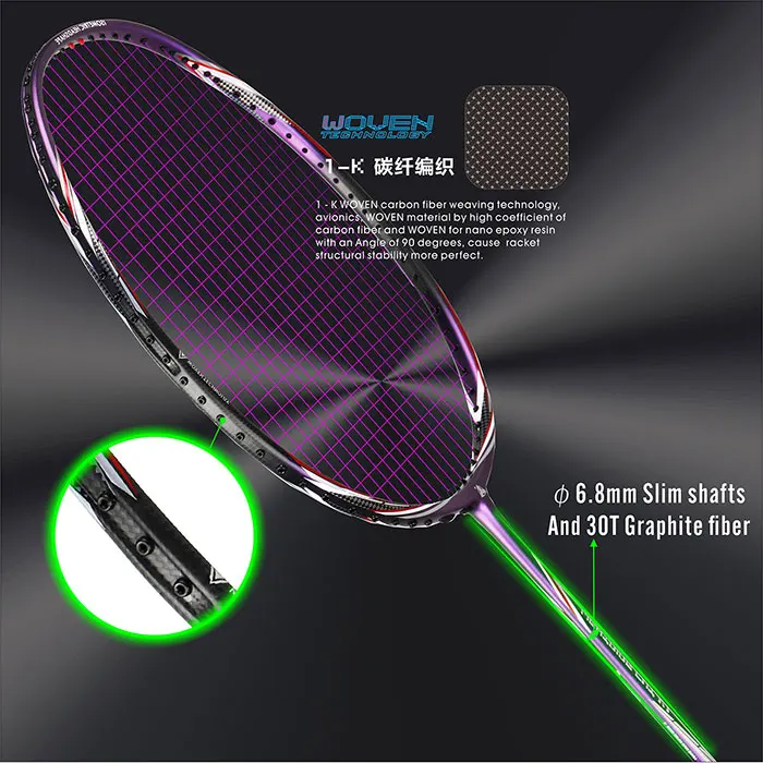 Factory directly new arrived Custom Hot Frame 5U/78g 6.8mm shaft 32LBS Graphite carbon badminton rackets
