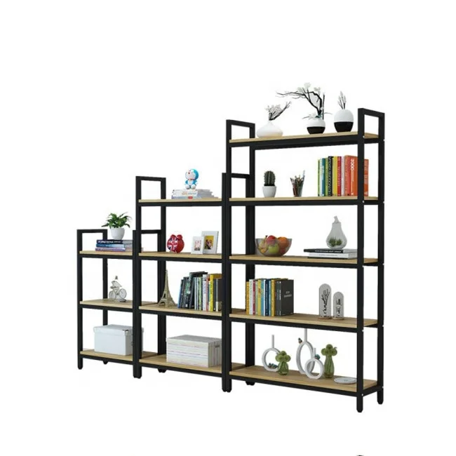 Modern book shelf bookcases home wall corner custom metal book shelving library display bookshelf with dividers wooden