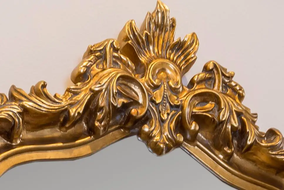 Baroque frame Arched Wooden Antique Gold Full Length Leaner Floor Dressing Mirror