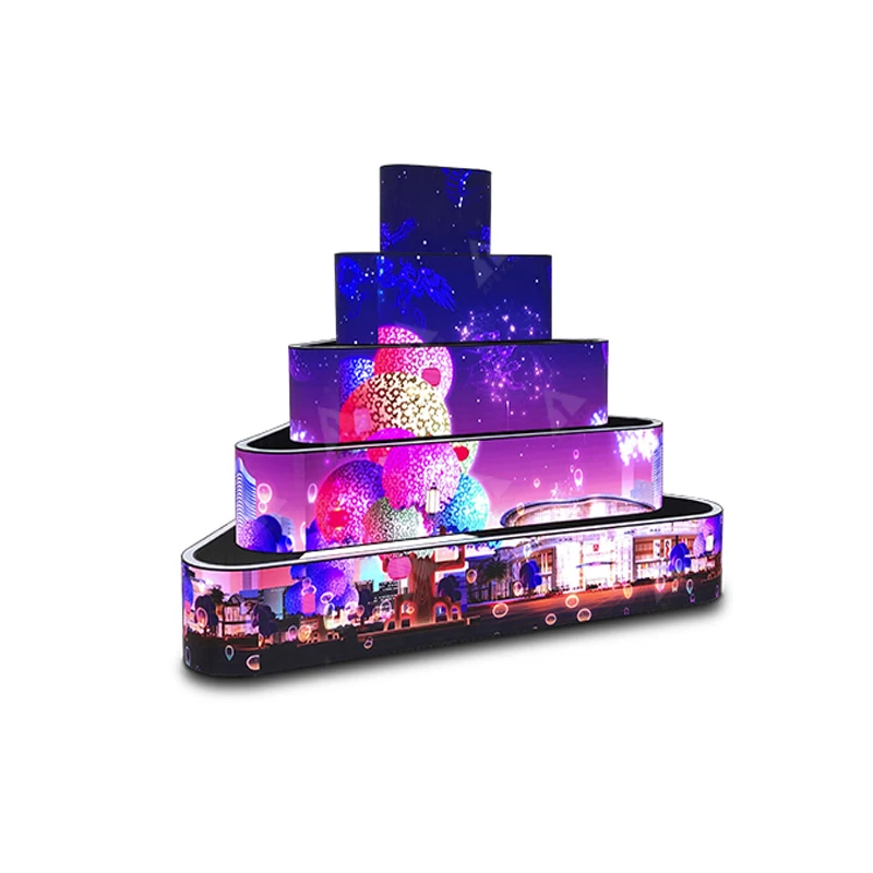 Customize Cabinet Soft Light Design Modules Video Wall Advertising Curved Screen Exhibition P1.86 Flexible Led Display
