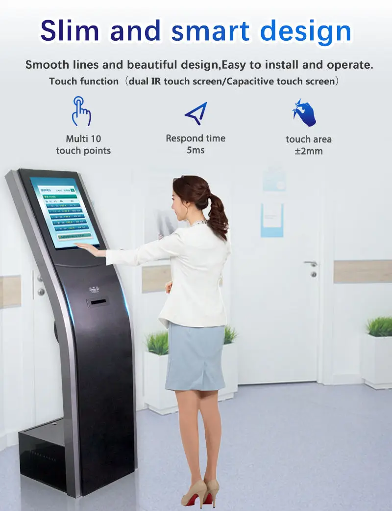 19 Inch Smart Screen Token Dispenser Wireless Led/lcd Token Number Display Queue Management System for Hospital/bank