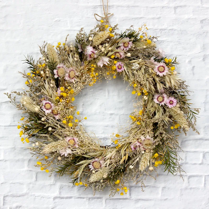 Softdream Wholesale boho decorative garland natural real forever preserved rose dried flower christmas wreath for decor