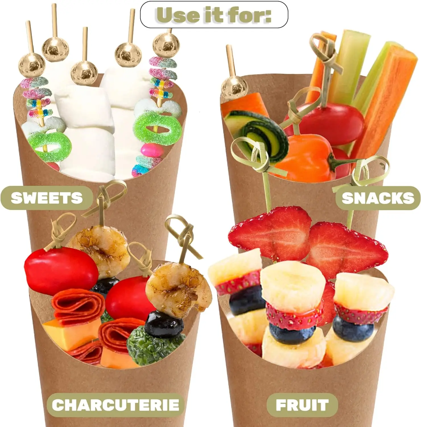 12oz 14oz Egg Puffs Waffle  French Fries Ice Cream Charcuterie Cup With Cocktail Picks