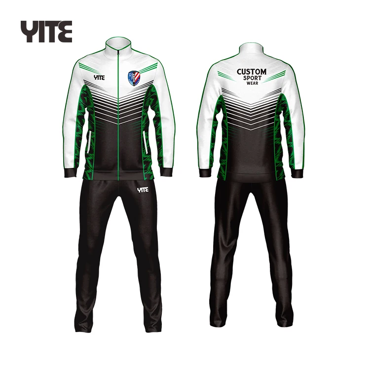 Wholesale custom tracksuit black white track jacket for men zip tracksuit