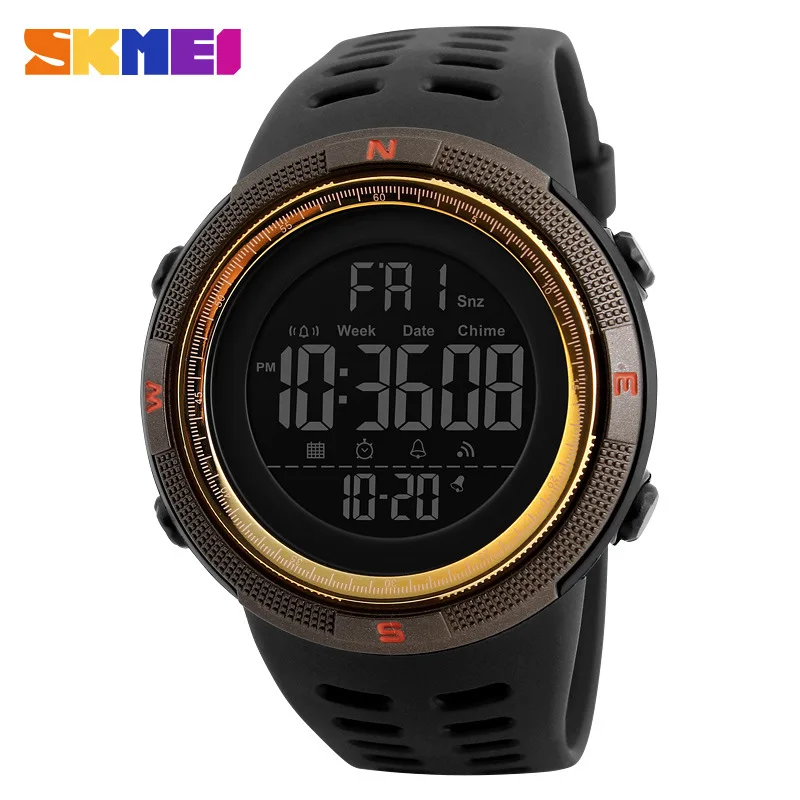 SKMEI 1251 Mens Watch Fashion Outdoor Sport Watches Men Wrist Multifunction Clock 5Bar Waterproof Digital Watch