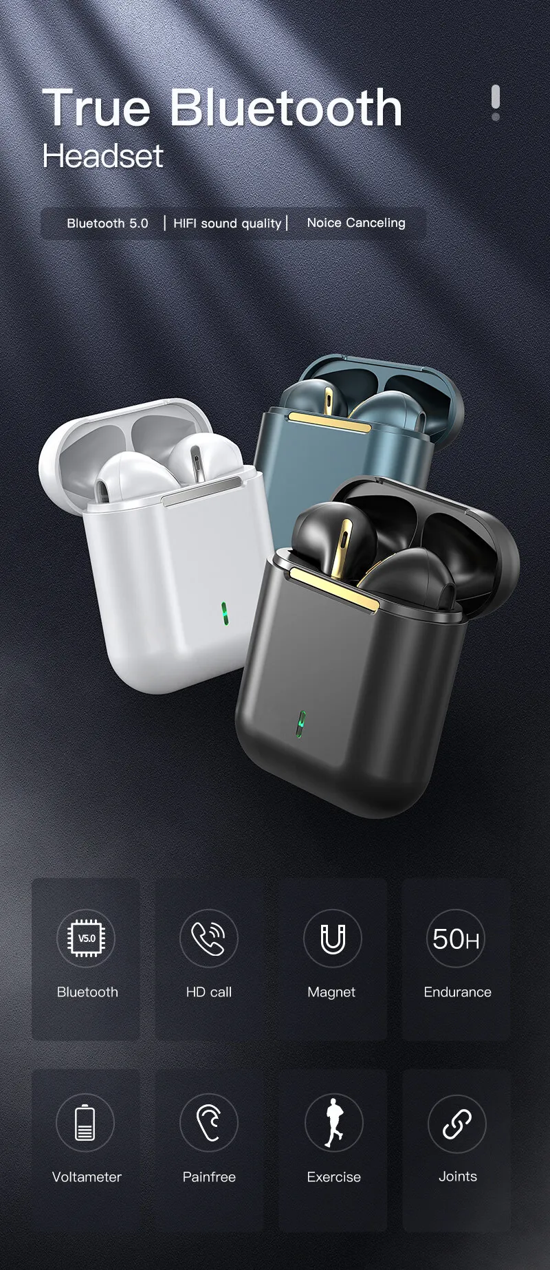 J18 TWS True Wireless Gaming Headset Sport Earbuds Headphones in ear Earphone With HIFI Call Touch Control Microphone