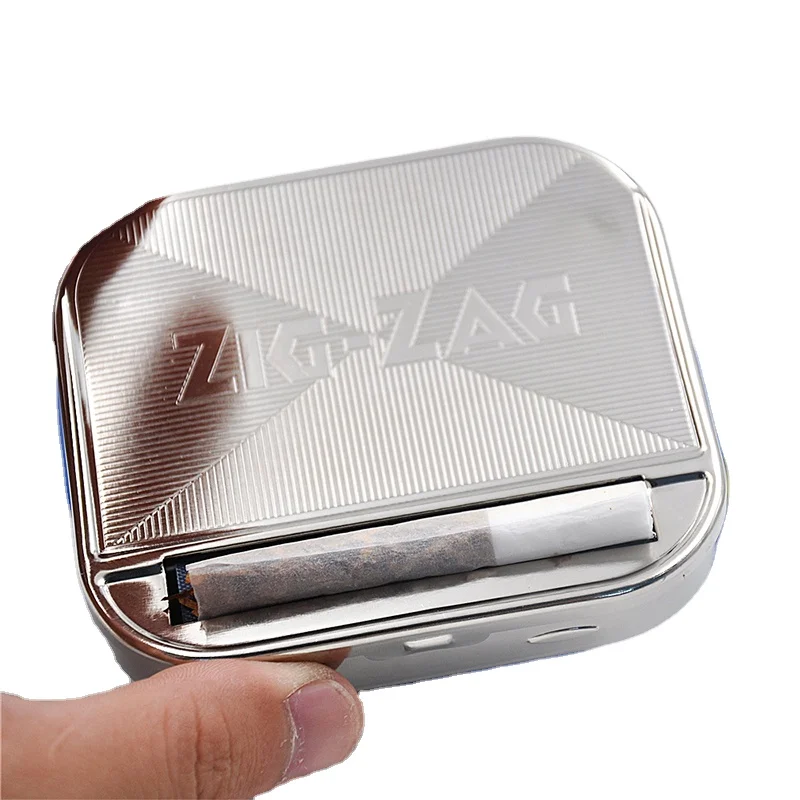 Silver Metal 78 mm Automatic Cigarette Tobacco Roller Rolling Machine Box Case