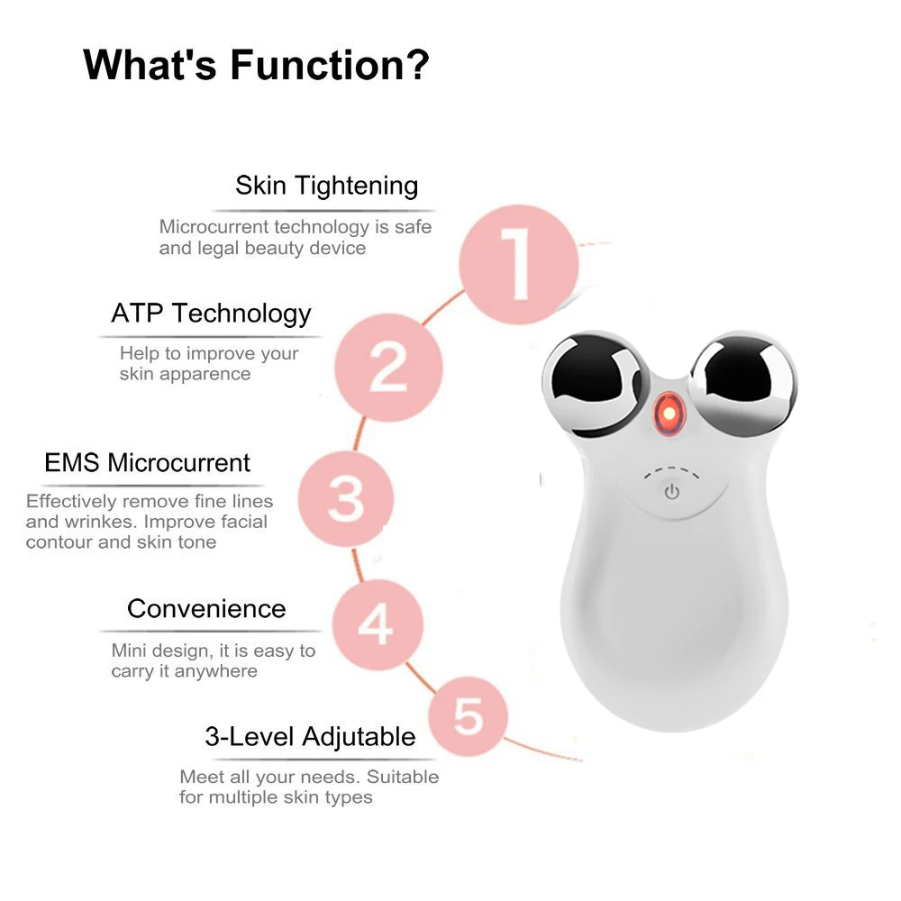 Beauty Equipment Face Lift Up Skin Tighten Firming Red Light Ion Microcurrent Mini Facial Skin Toning Home Use beauty Device