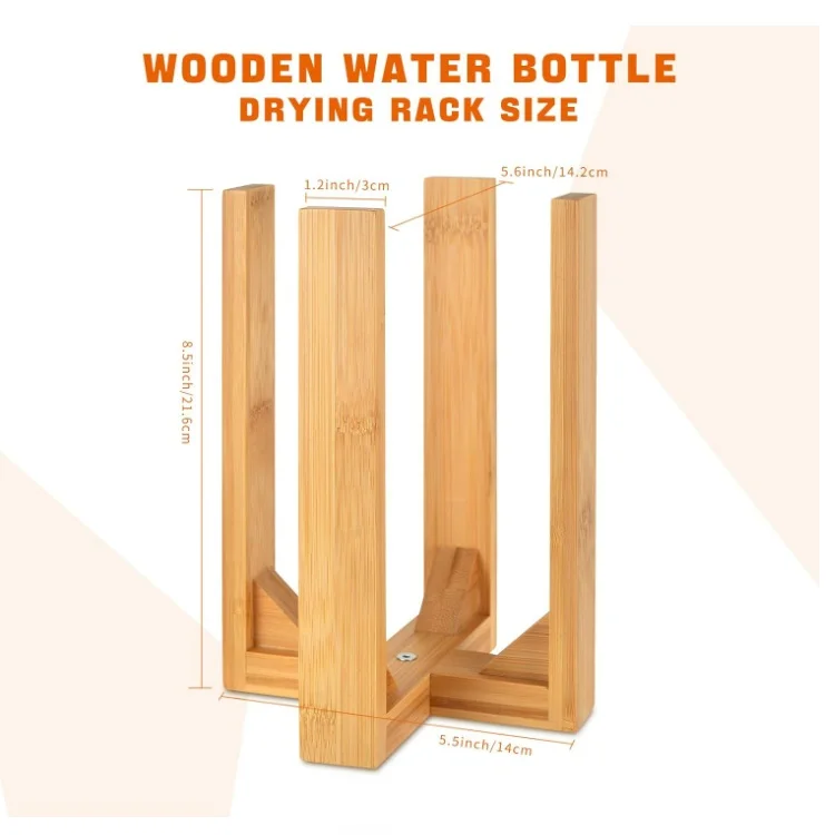 Bamboo Water Bottle Plastic Bag Cups Drying Rack Silicone Bags holder