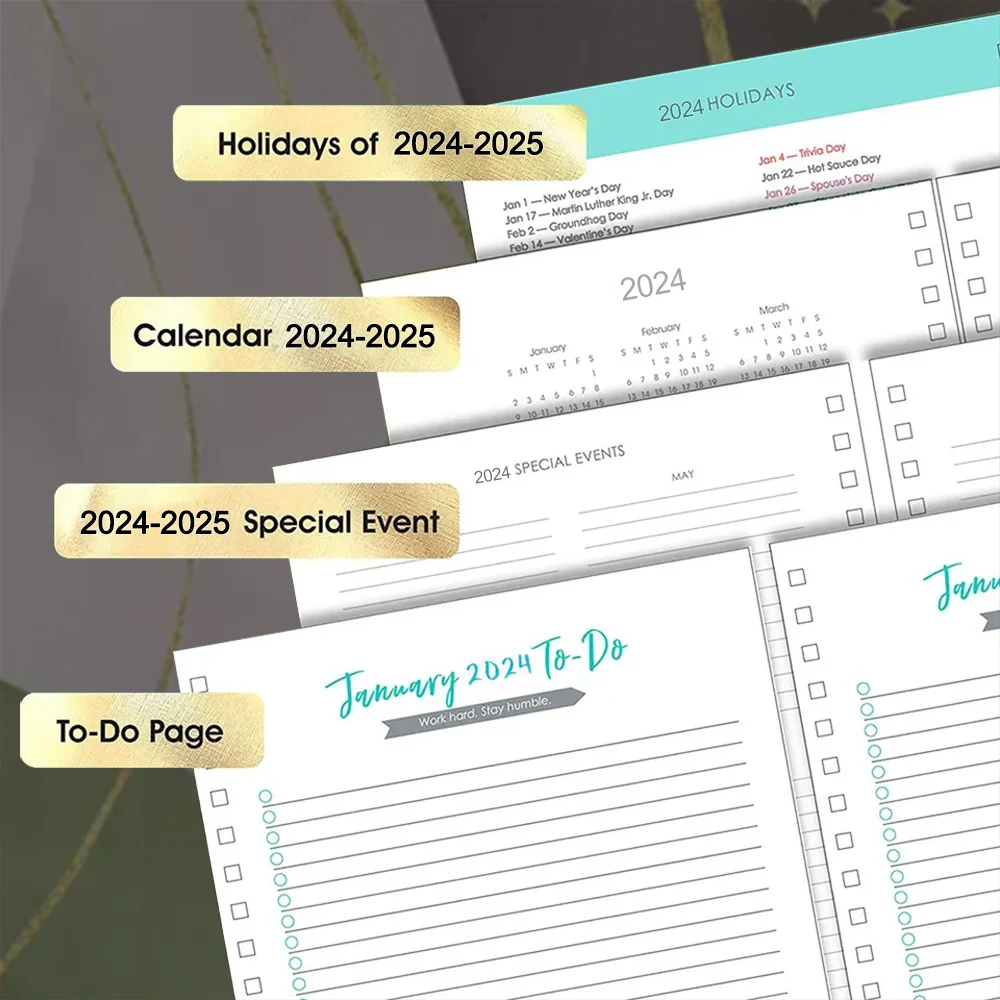 Custom Note Books 2025 Hardcover Spiral Monthly Weekly School Stationery Agenda Notebook Planner