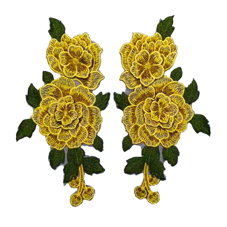 Clothing accessories embroidery lace three-dimensional glass gauze paste color one pair of flowers high-density Sew-on Patches