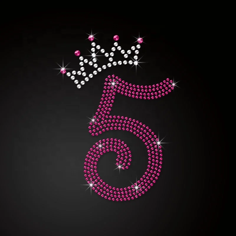 Wholesale Rhinestone Number Custom Bling Iron on Hotfix Rhinestud Rhinestone Transfer For Clothing