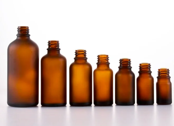 colored frosted amber glass oil bottles 10ml  with bamboo lid dropper cap