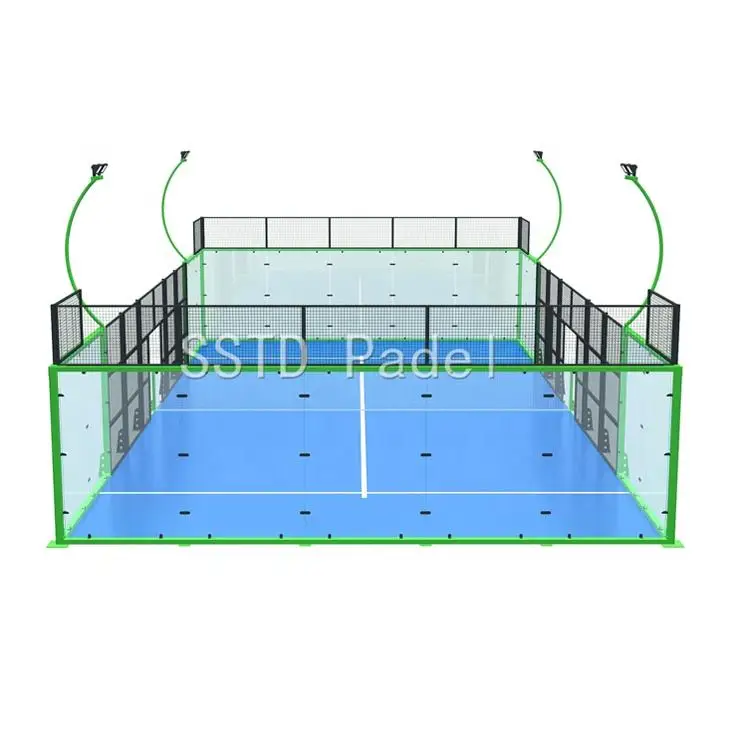 Оптовая продажа от производителя закрытый открытый корт стеклянный Padel-корт весло панорамный Padel теннисный