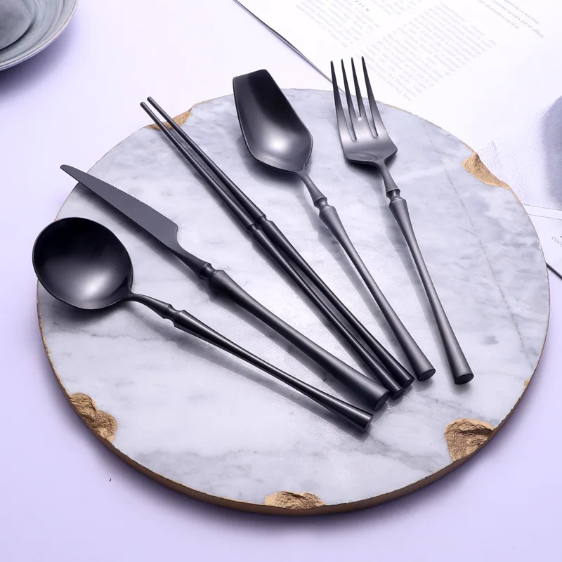 Nordic high quality stainless steel Black flatware, matte Black cuttlery cutlery set spoon fork knife