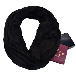 Infinity Solid Color Scarf with Hidden Zipper Pocket for Women Lightweight Travel Wrap
