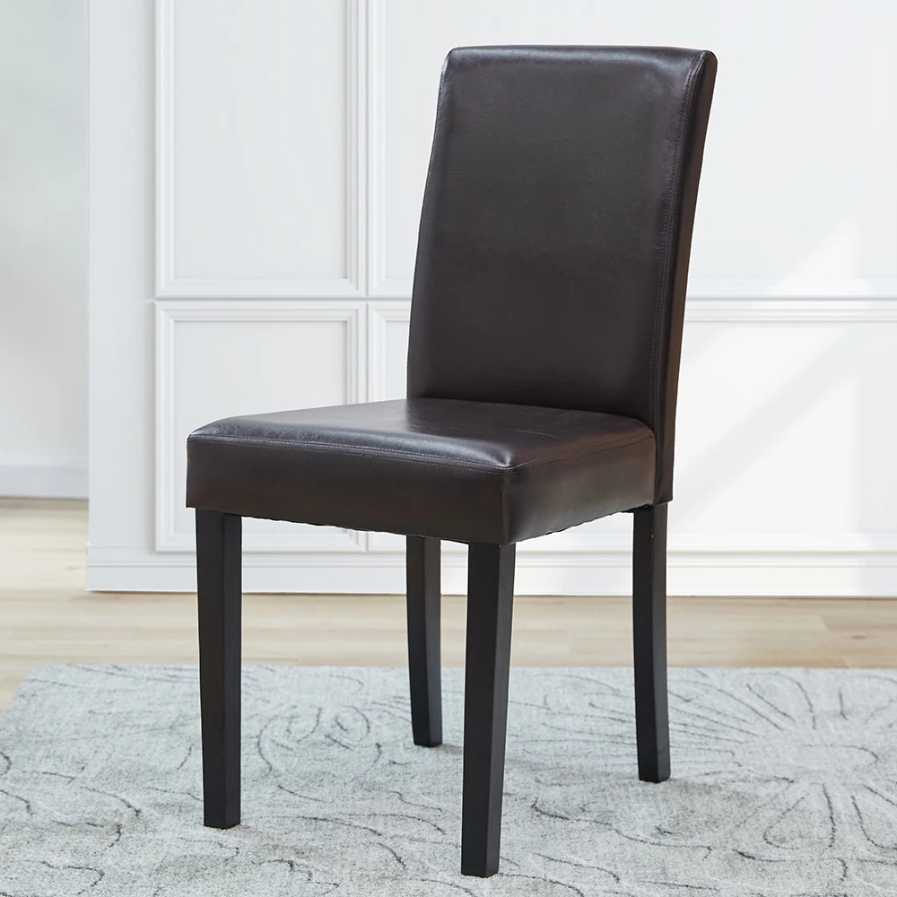 High Quality hotel Upholstered Dining Chair Kitchen PU Leather Padded Chair Solid Wood Frame Dining Room Furniture Dining Chair