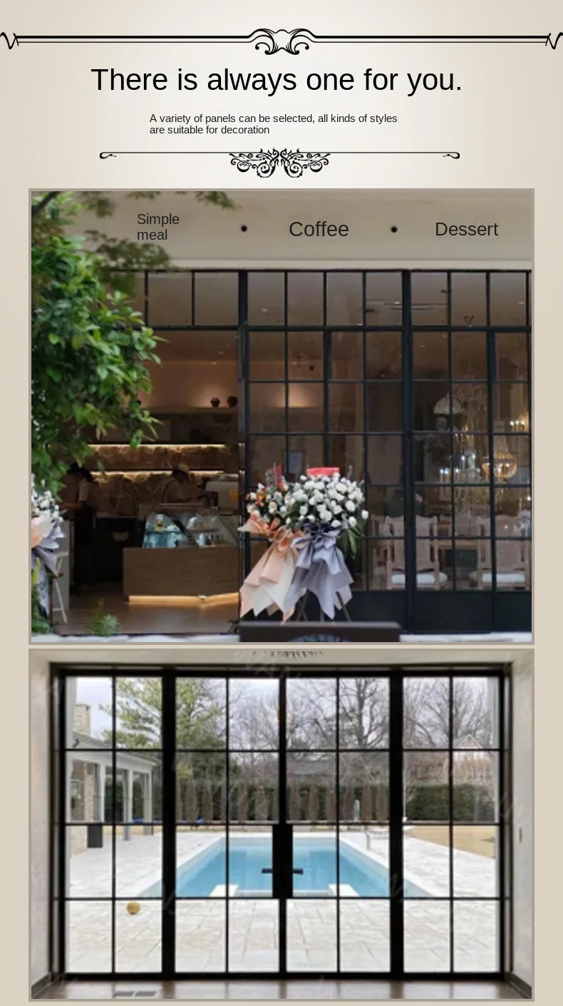 Modern Apartment House Internal Black Industrial Studio Clear Glass Door Aluminium Double Interior Metal French Glass Doors