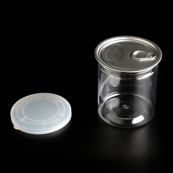 Transparent PET plastic round jars with aluminum alloy sealed cap custom 500ml plastic jars of peanuts or grains