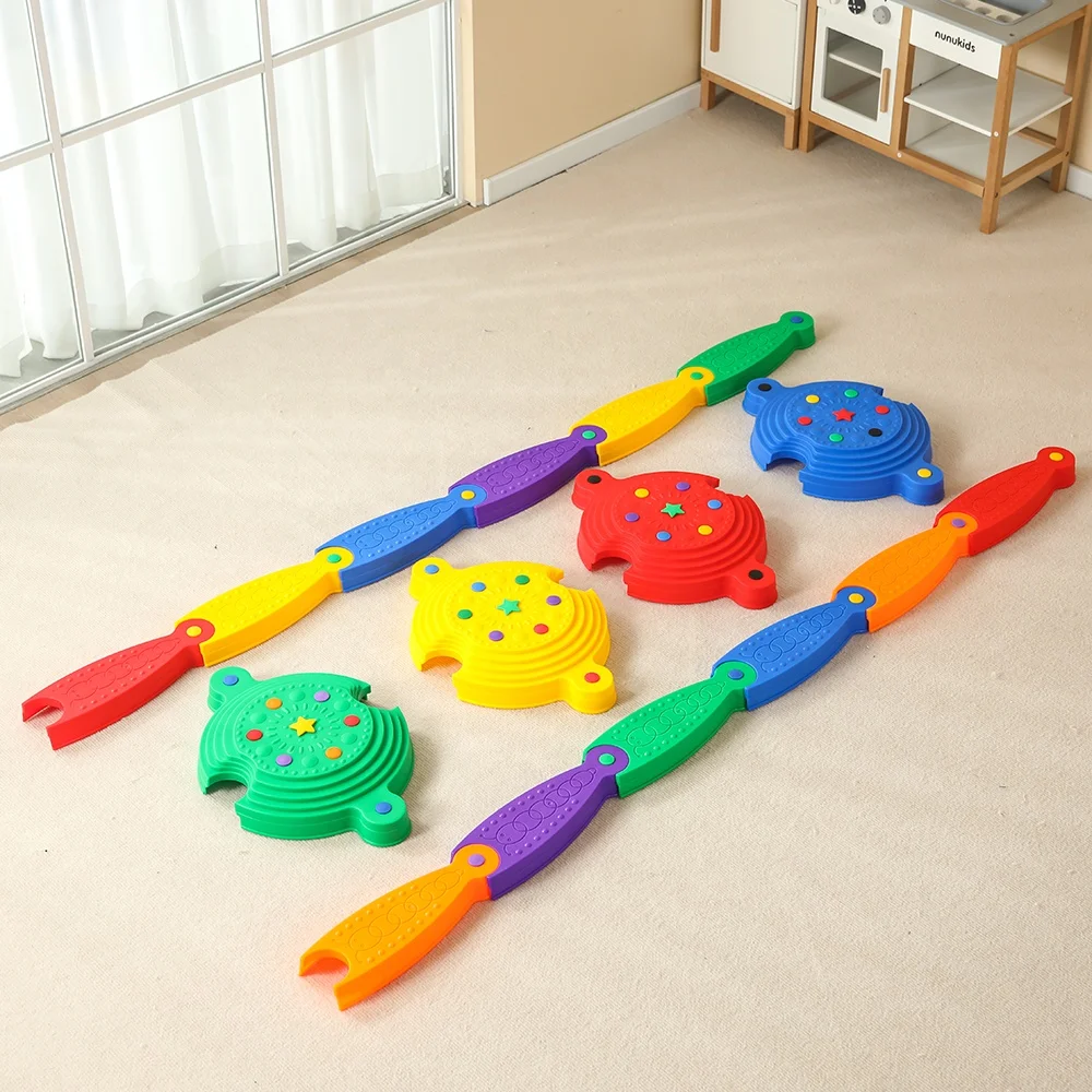 children walking plastic combination play set sensory training balance stepping river stone Kit
