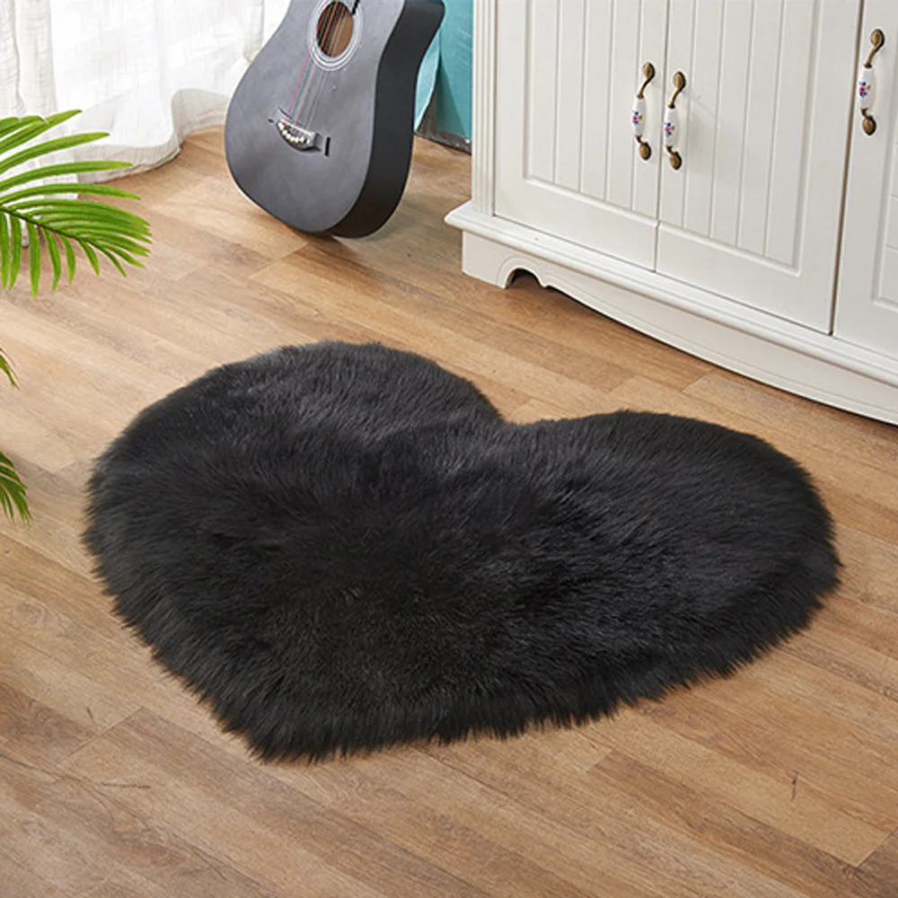 furry rug carpet faux fur Thick and fluffy artificial heart-shaped living room bedroom coffee table carpet
