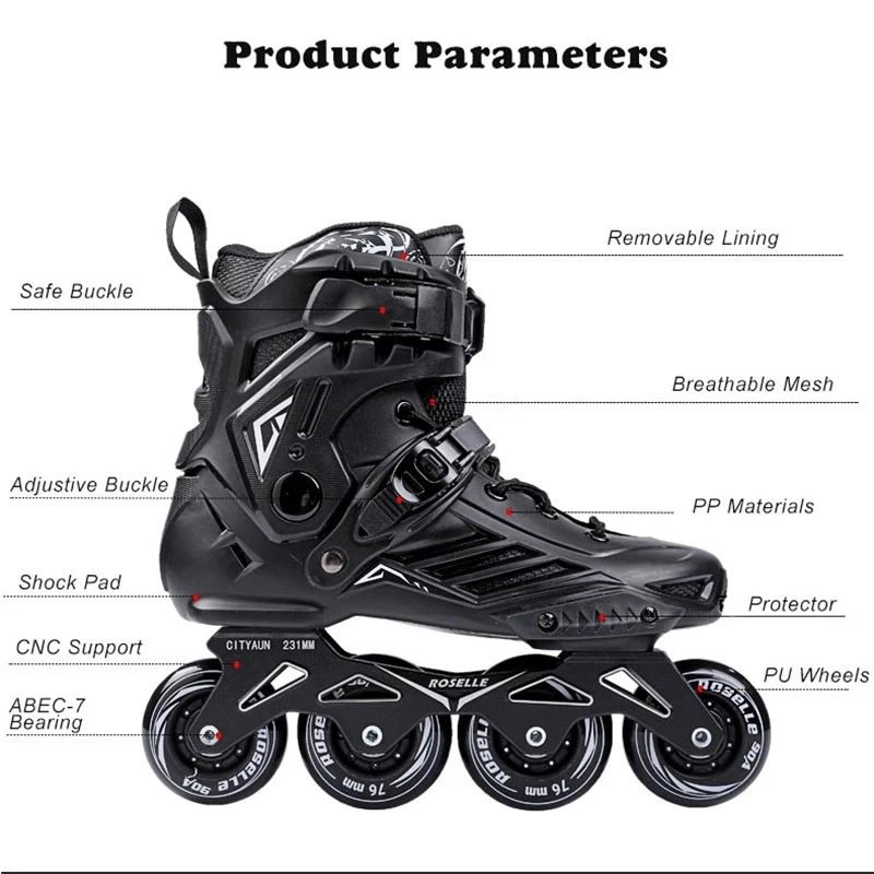 Wholesale cheap Plastic fiber glass professional adult man 4 wheels inline roller skates