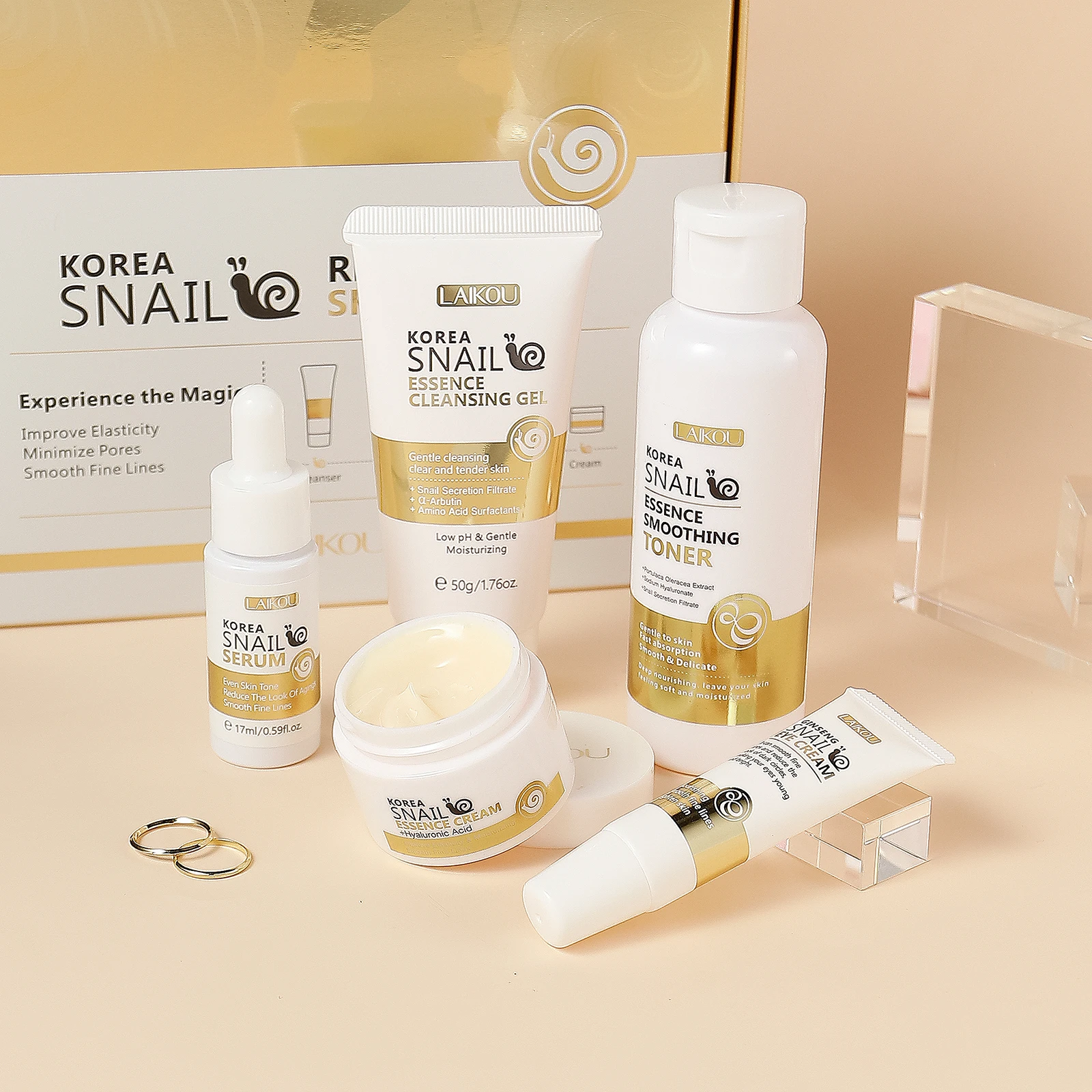 Private Label Snail Mucin Skincare Anti Aging Skin Care Serum Eye Cream Facial Whitening Repair Collagen Snail Serum Products