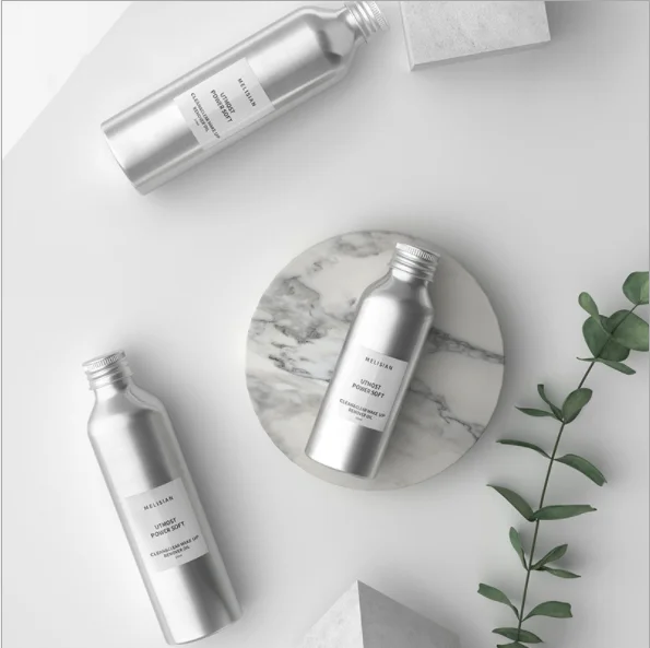 China supplier wholesale Empty Cosmetic Silver Aluminum lid Silver Aluminum Bottle for essential oils 50-1000ml for Lotion