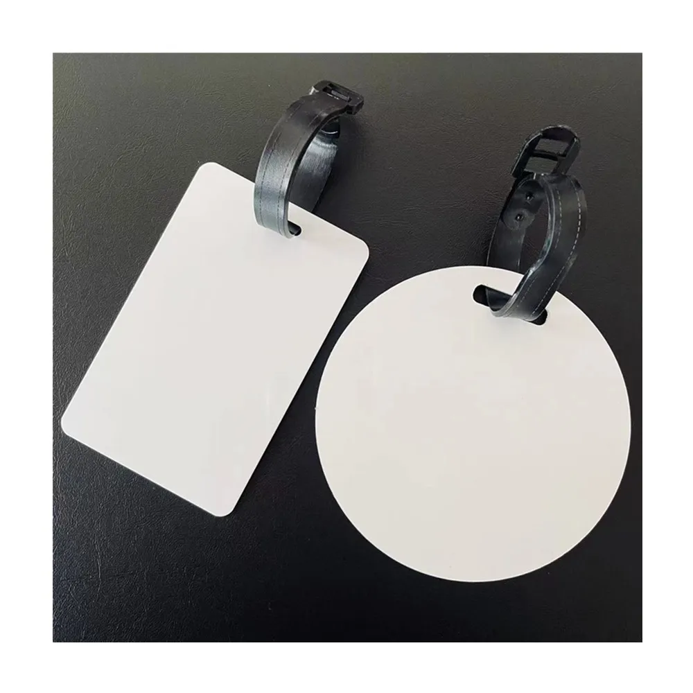 Wholesale Dye Sublimation Blank Luggage Tag Round Rectangle Sublimation Metal Travel Tag Double Sided Aluminum Luggage Bag Tags