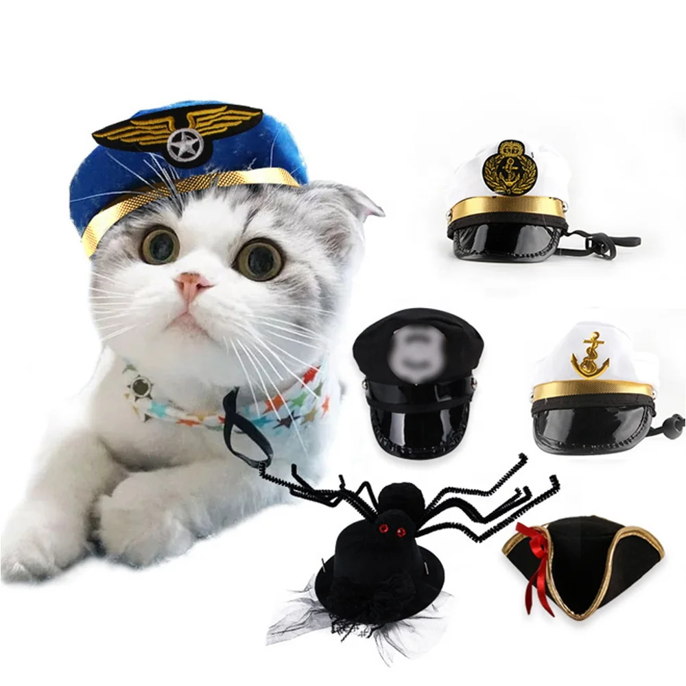 Funny Halloween Cosplay Pet Accessories Cat Dog Police Costume Hat