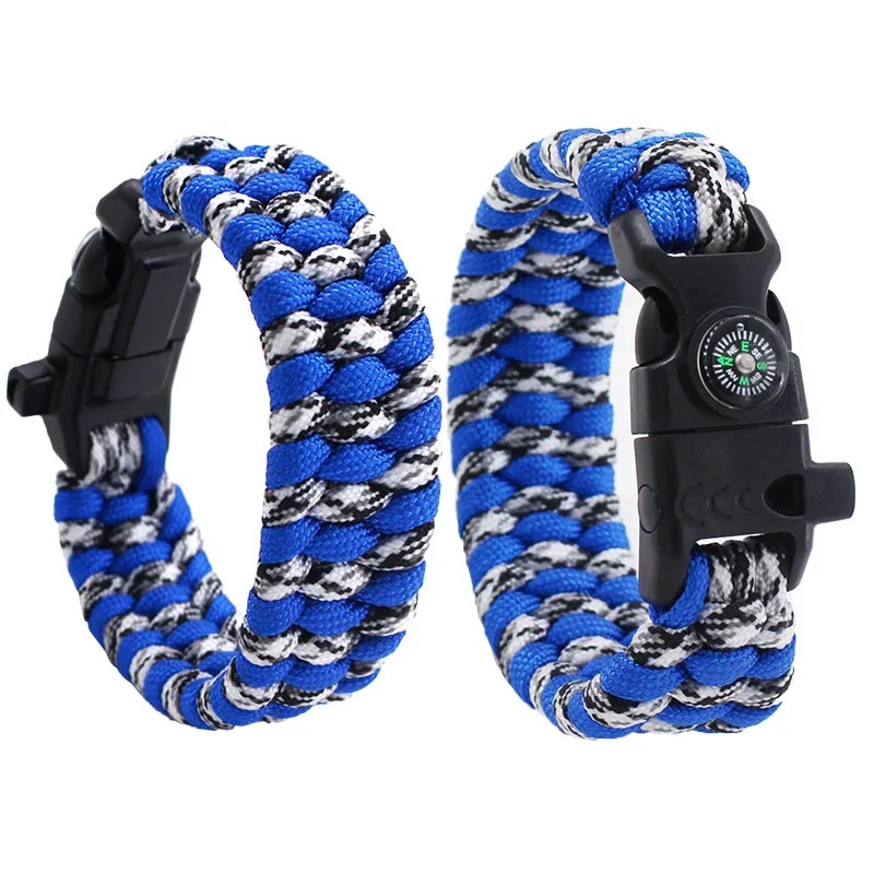 
Person Fire Starter Whistle Compass Kit Rescue Paracord Bracelet for Men 