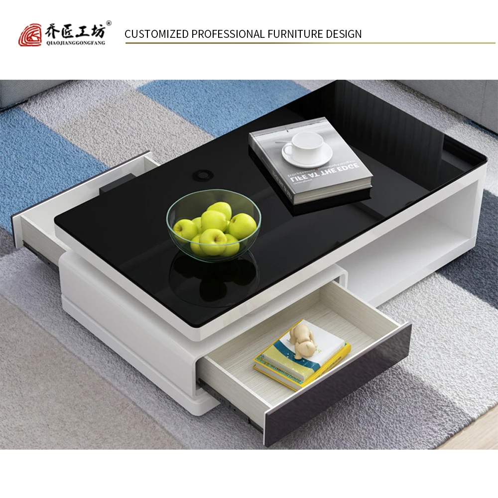 Современная мебель для гостиной черный стеклянный журнальный столик простой деревянный журнальный столик