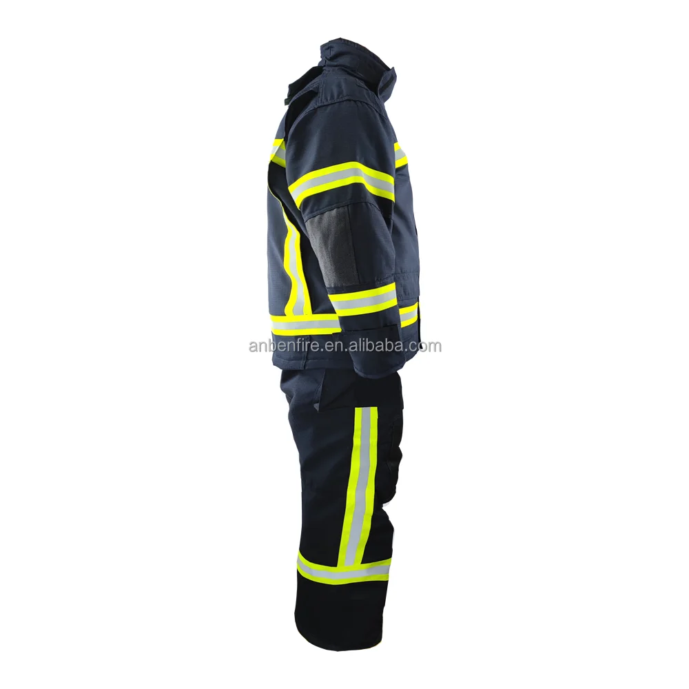 NFPA 1971 Europe Standard CE EN469 4 Layers Aramid Nomex IIIA Navy Blue Firefighter Turnout Fire Fighting Suit