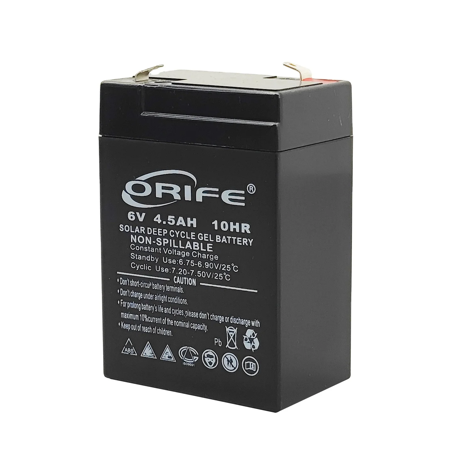 ORIFE custom Pb 99.994% positive plate equalizer charger agm sealed lead acid 6v 4.5ah battery