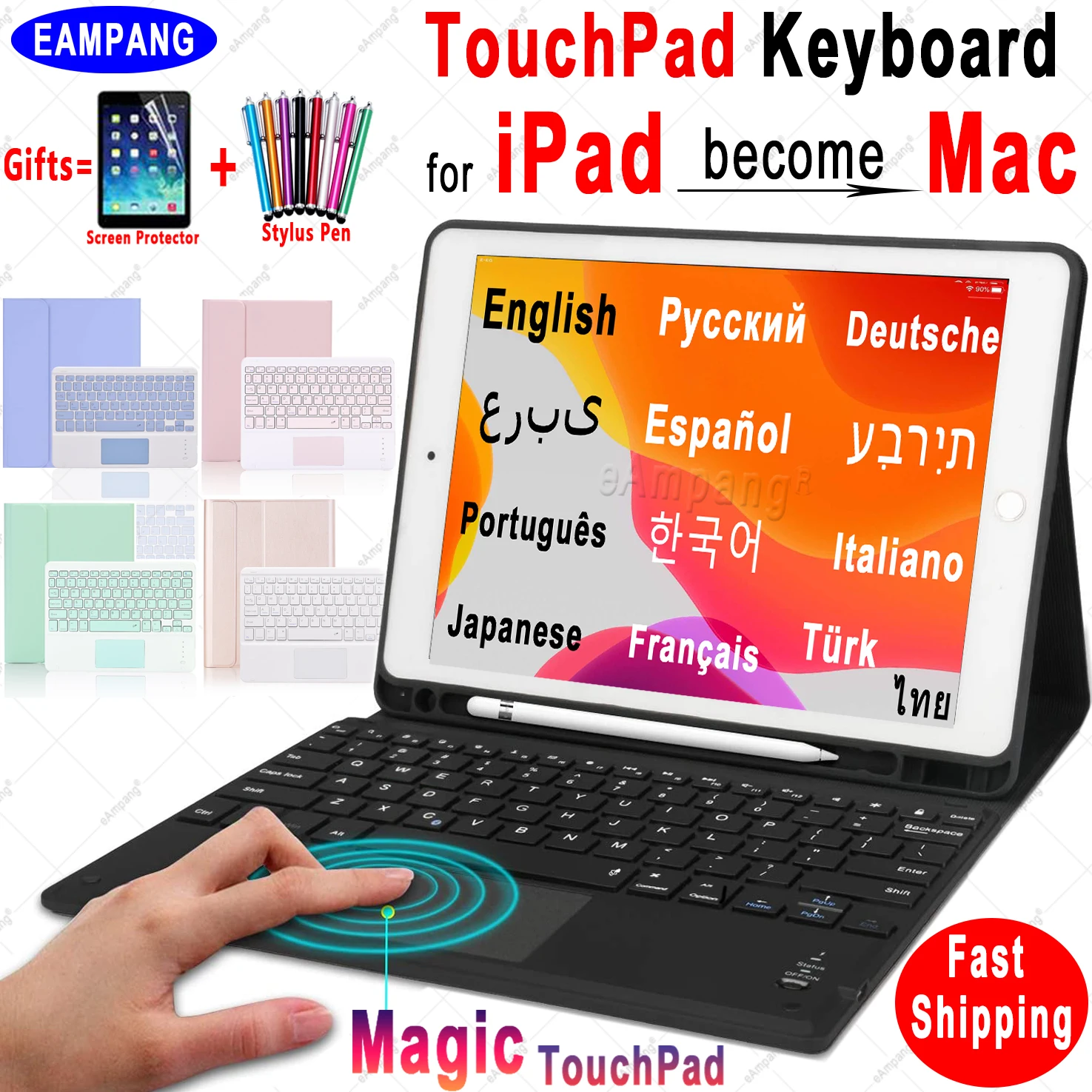 Magic TouchPad Keyboard for iPad 10.2 Keyboard Case for Apple iPad 9.7 2017 2018 Air 2 3 4 Pro 9.7 10.5 11 2019 2020 2021 9th