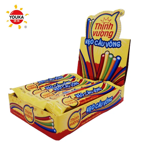 10g Sugar Coating Rainbow Soft Liquorice Belt Shape Soft Gummy Liquorice Candy