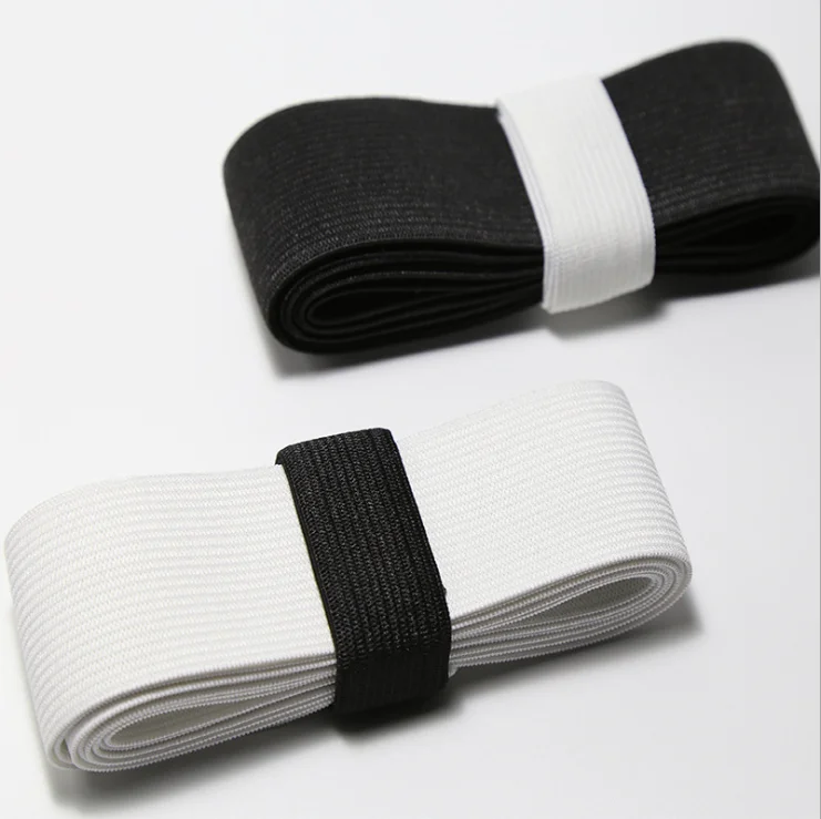 High Elastic Spool Factory Supply Black/White 10mm Woven Ribbon Knitted Elastic Rope Flat Elastic Band