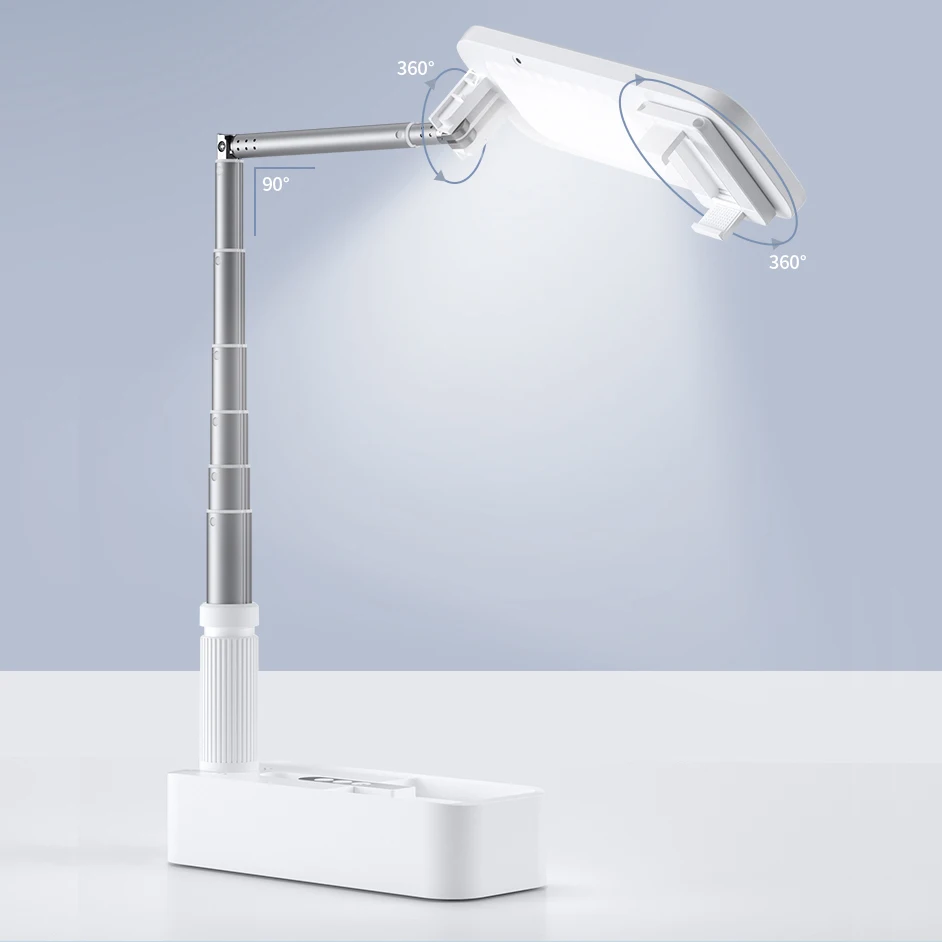 Portable Phone Holder Stand With Wireless Dimmable LED Selfie Fill Light Lamp For Live Video Fill Light Retractable Phone Stand