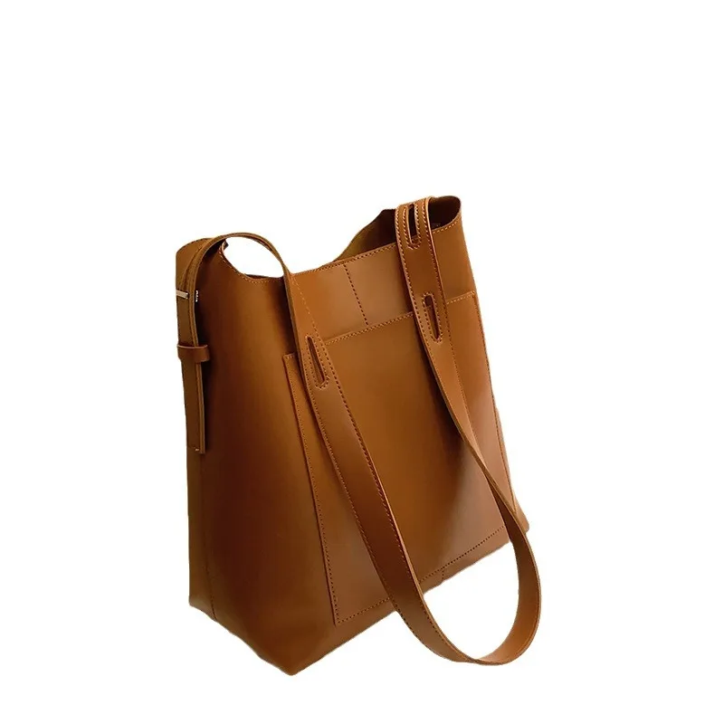 Large Capacity Wholesale Dropshipping Mother Shoulder Bags Bucket Crossbody Purse Pu Leather Handbags Retro Tote Bags For Woman