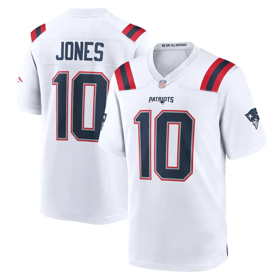 NFL Patroits Number 10 Mac Jones White and Navy American Football Jerseys