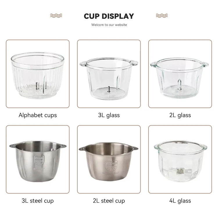 New Design Electric Garlic Crusher Easy Mixer Meat Grinder SS Fruit and Vegetable Cutter Blender Machine for Food Chopper