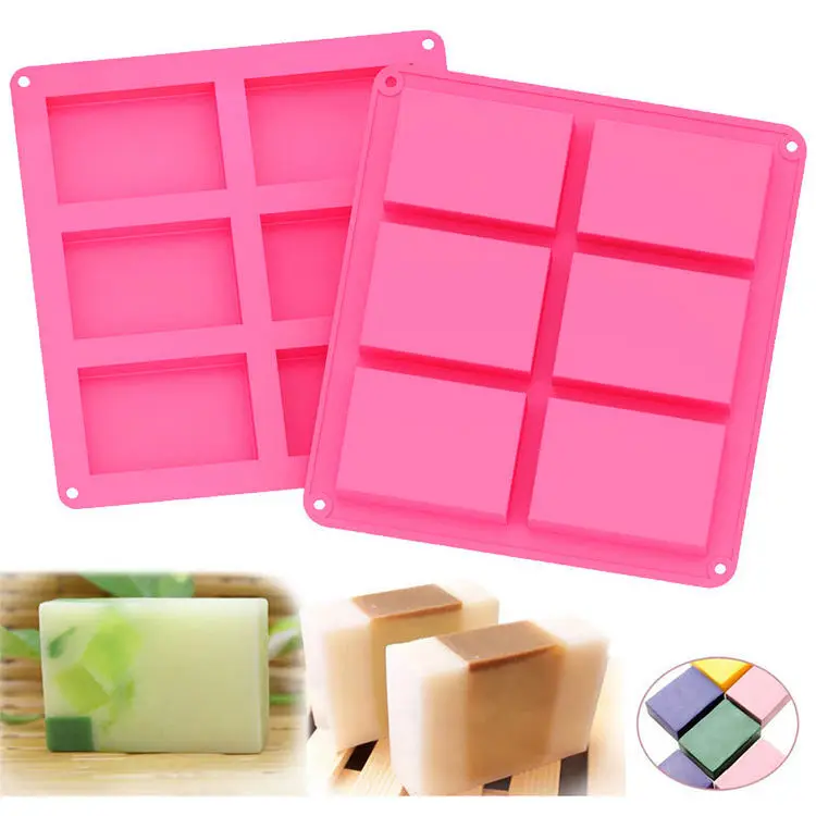 6 Cavity Reusable Silicone Soap Making Molds Multifunction Custom Design Silicone Mold Soap