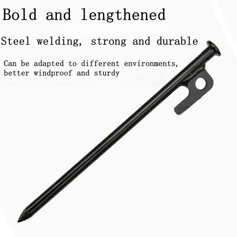 High Strength Black Tent Pegs Stainless Steel Iron Nail Outdoor Camping and Beach Stake Accessories for Hiking